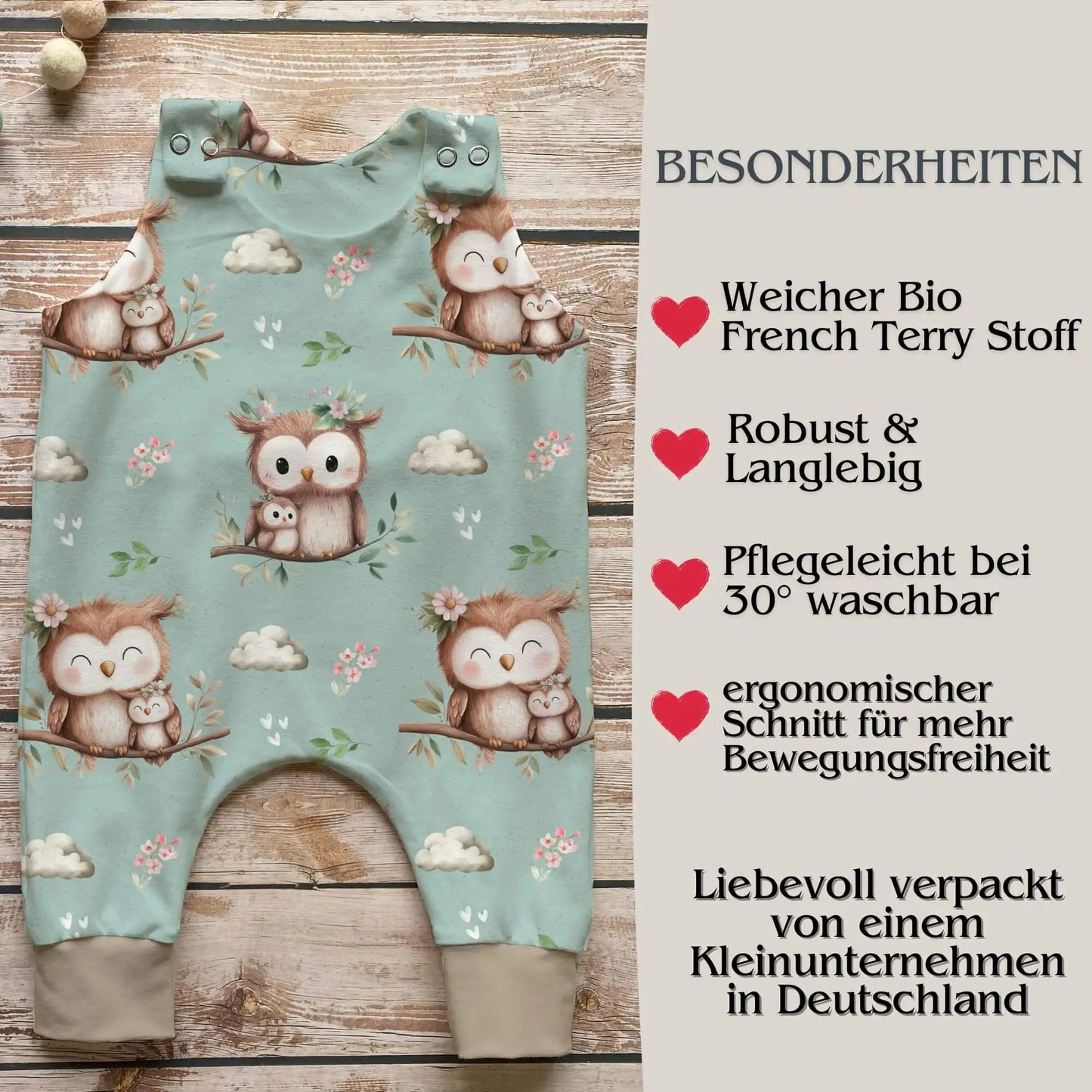 Personalisierter Baby Rombergs mit Wunschname, ergonomischer Schnitt für Bewegungsfreiheit, maschinenwaschbar bei 30°