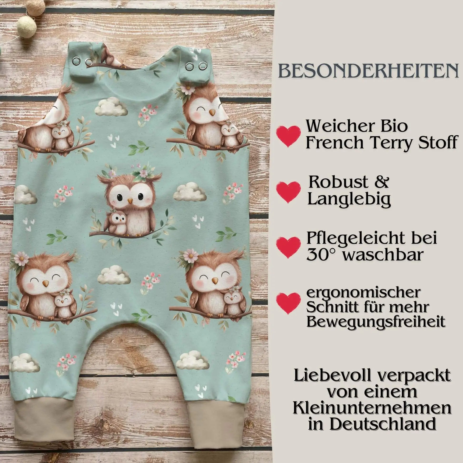 Personalisierter Baby Rombergs mit Wunschname, ergonomischer Schnitt für Bewegungsfreiheit, maschinenwaschbar bei 30°