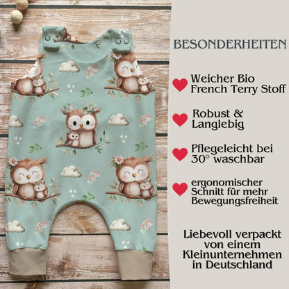 Personalisierter Baby Rombergs mit Wunschname, ergonomischer Schnitt für Bewegungsfreiheit, maschinenwaschbar bei 30°