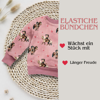 Sweatshirt Kinder "Mädchen & Pferd" altrosa – French Terry