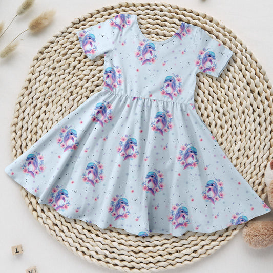 Drehkleid „Delfine" aus French Terry