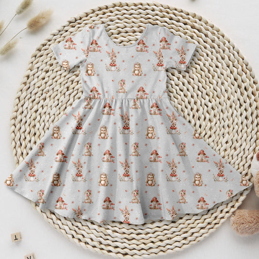 Drehkleid „Hase Blumenkranz" aus French Terry