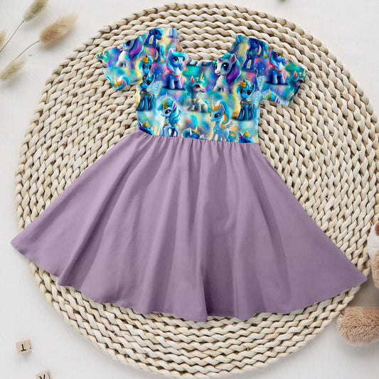 Drehkleid „ kleine Ponys" lila Rock aus French Terry