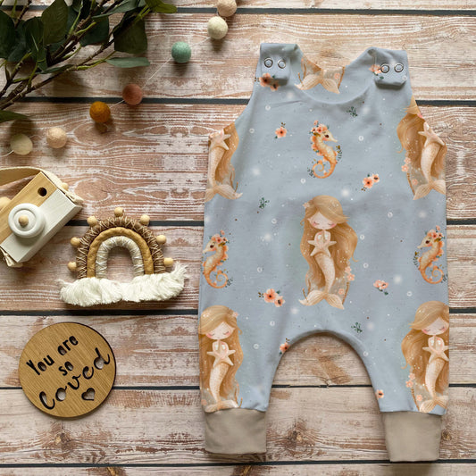 Handmade Baby Strampler "Meerjungfrau" - beige