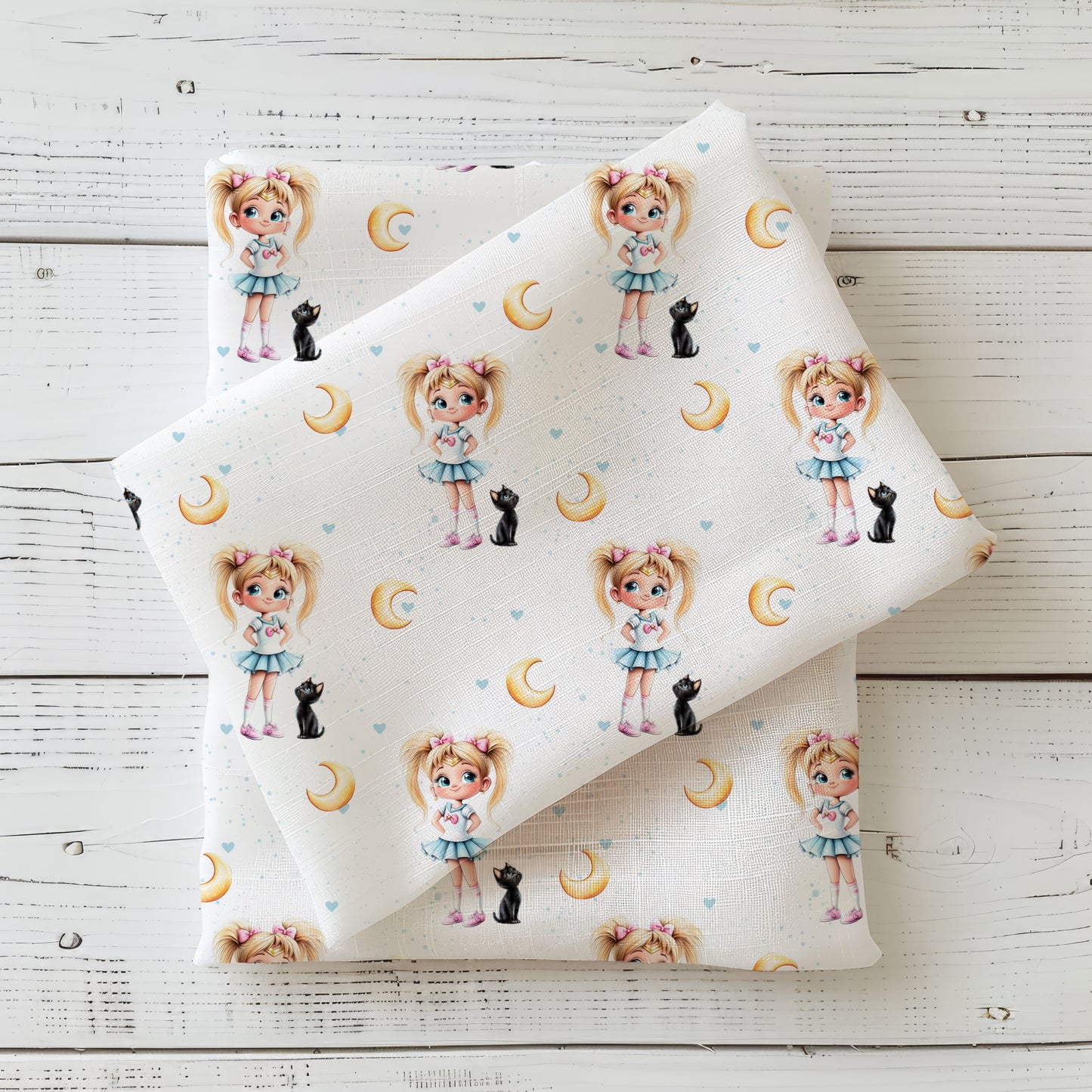 Stoffe Meterware "Moon Girl" - Jersey oder French Terry
