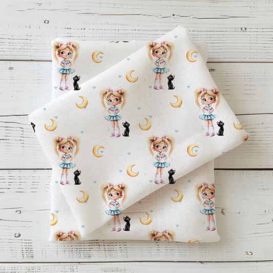 Stoffe Meterware "Moon Girl" - Jersey oder French Terry