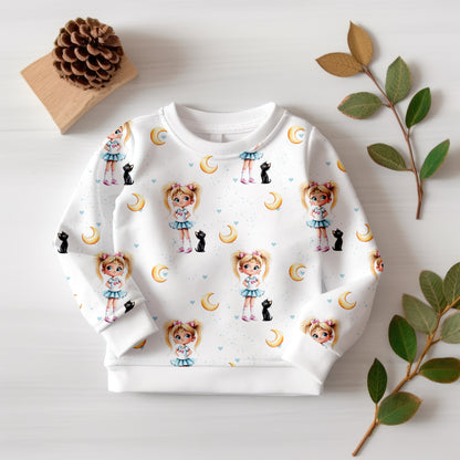 Stoffe Meterware "Moon Girl" - Jersey oder French Terry