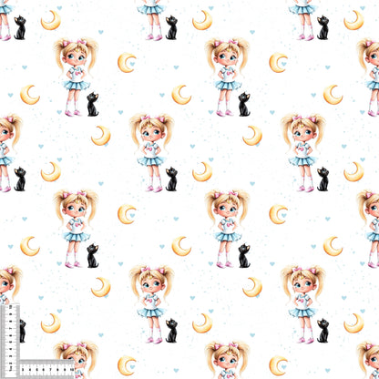 Stoffe Meterware "Moon Girl" - Jersey oder French Terry