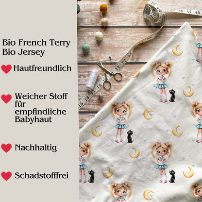 Stoffe Meterware "Moon Girl" - Jersey oder French Terry
