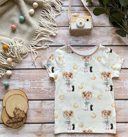 Stoffe Meterware "Moon Girl" - Jersey oder French Terry