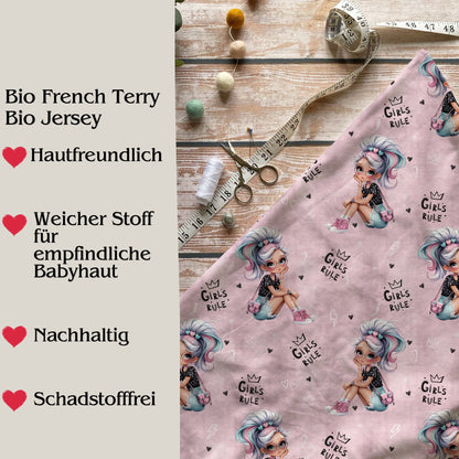 Stoffe Meterware „Girls Rule" - Jersey oder French Terry
