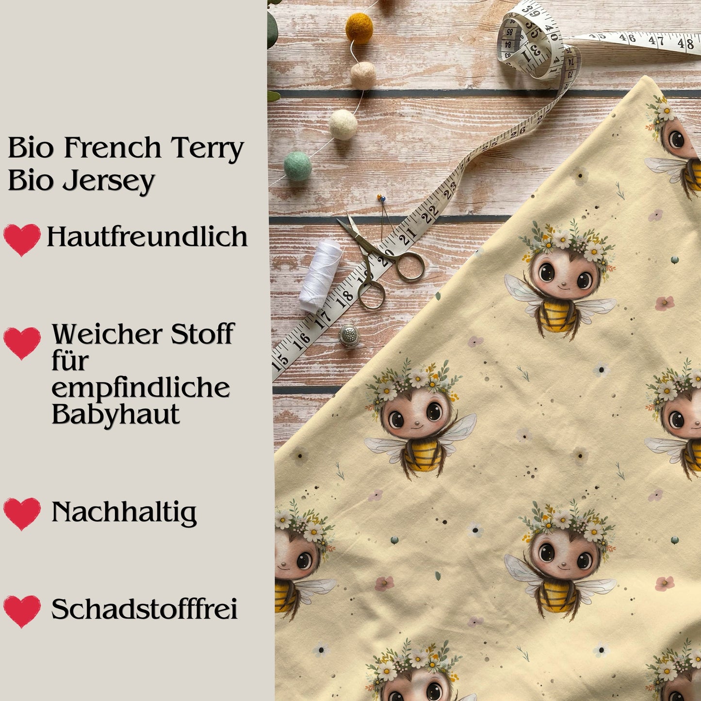 Stoffe Meterware „Honigsüß & Blumenfein" - Jersey oder French Terry