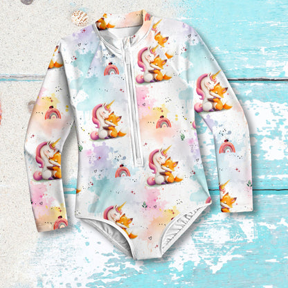 Lycra Stoffe Meterware "Einhorn & Fuchs" UV 50+
