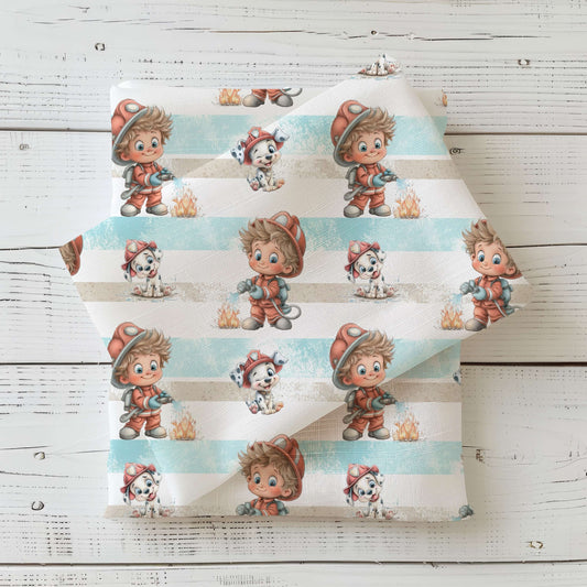 Kleine Feuerwehrhelden – Bio Kinderstoff – Jersey oder French Terry