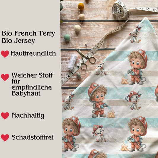 Kleine Feuerwehrhelden – Bio Kinderstoff – Jersey oder French Terry