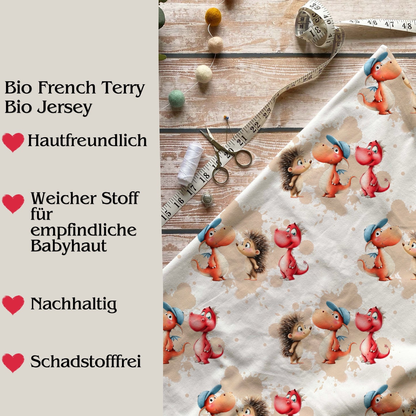 Stoffe Meterware "Drachenfreunde" - Jersey oder French Terry