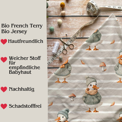 Stoffe Meterware " Herbst Gans" - Jersey oder French Terry