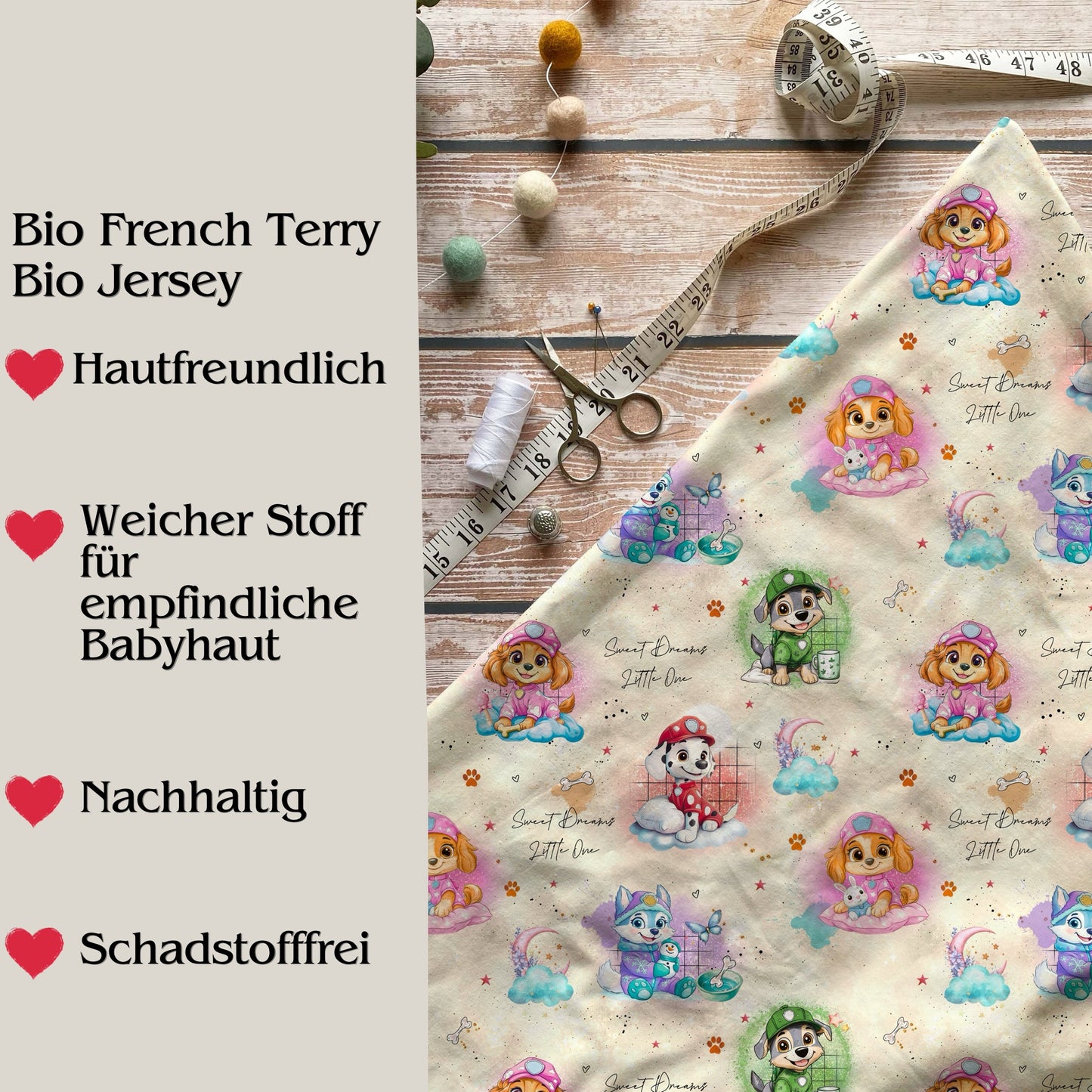 Jersey & French Terry "Sweet Dreams Fellnasen" - Stoffe Meterware
