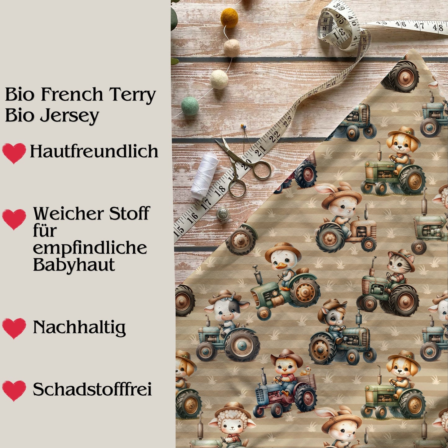 Jersey & French Terry "Bauernhof" - Stoffe Meterware