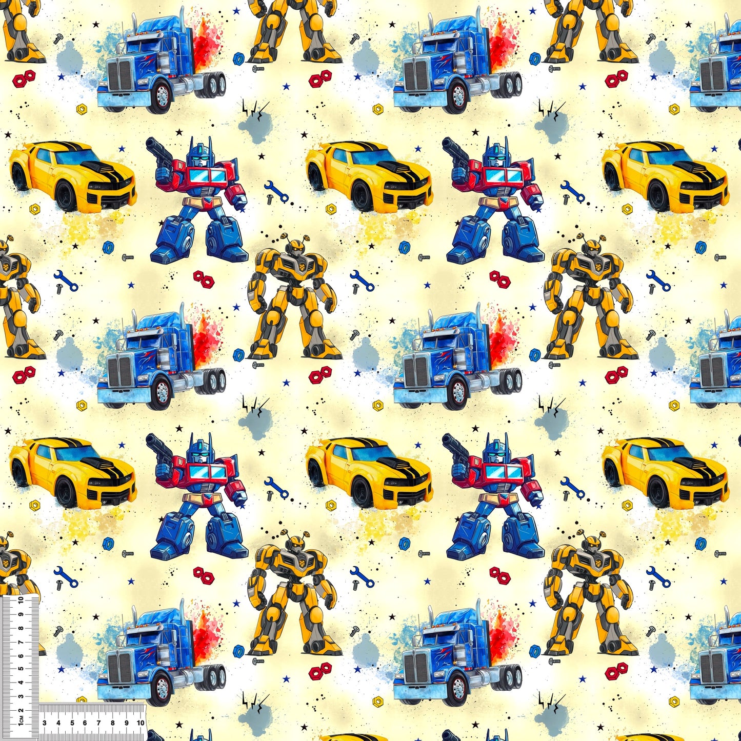 Jersey | Rib Jersey | French Terry "RobotCars" in gelb - Stoffe Meterware