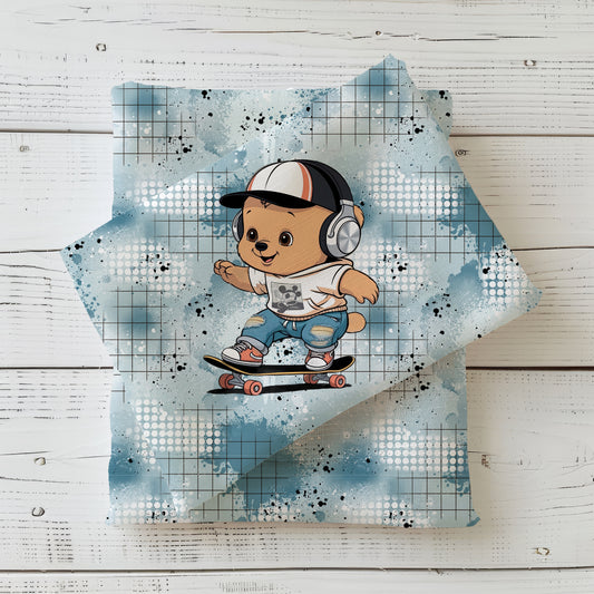 Jersey oder French Terry Panel "Skater Bär" Kopfhörer - inkl. Kombi