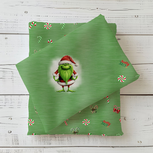Jersey oder French Terry Weihnachtspanel "Grinch" in grün - inkl. Kombi
