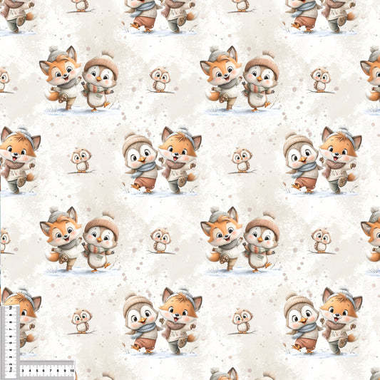 French Terry "Fuchs, Pinguin & Eule" - 0,5m