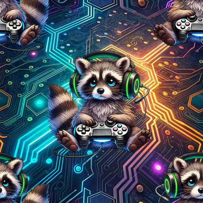 Jersey | Rib Jersey | French Terry Stoffe Meterware "Gamer Waschbär“