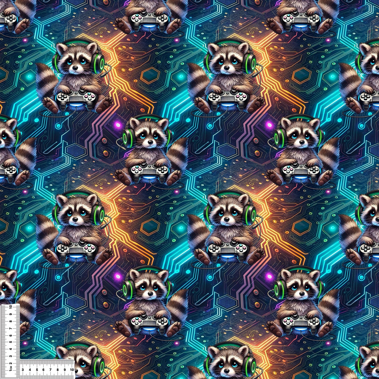 Jersey | Rib Jersey | French Terry Stoffe Meterware "Gamer Waschbär“