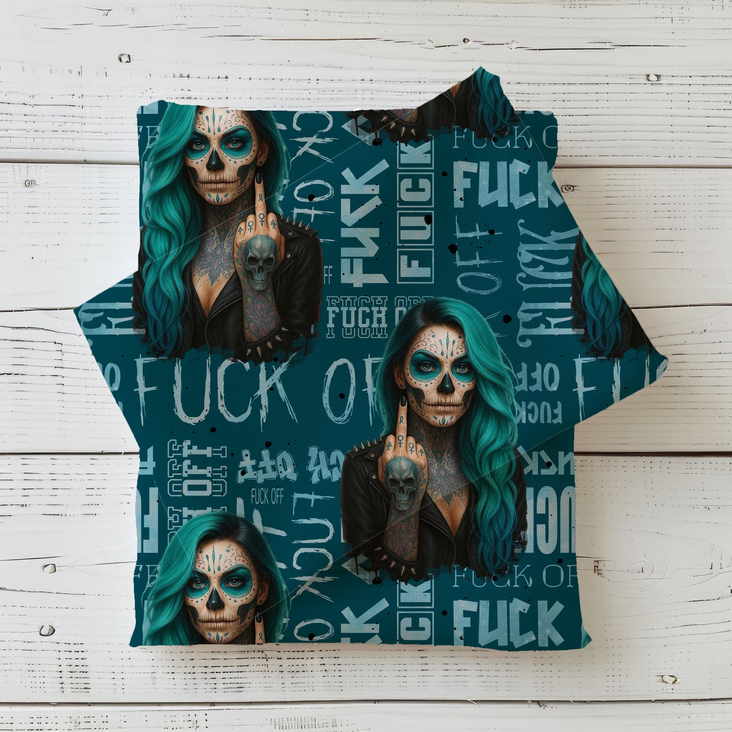 Jersey | Rib Jersey | French Terry  Meterware „Viva La Rebel" - petrol