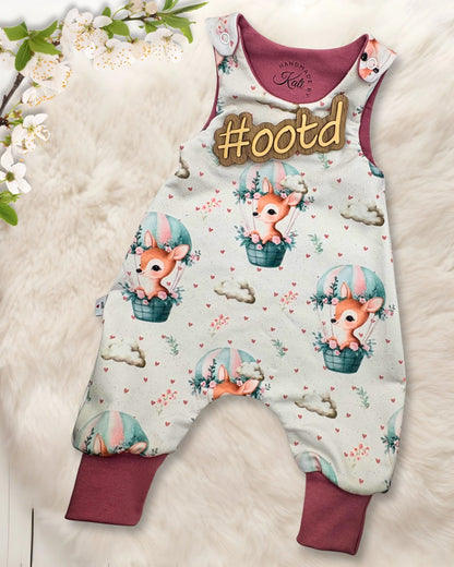 Handmade Baby Strampler "Reh" in altrosa