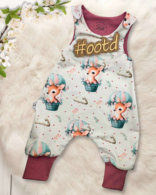 Handmade Baby Strampler "Reh" in altrosa