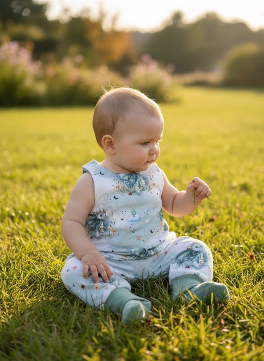 Handmade Baby Strampler "Drachen"