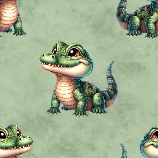 Krokodil Salbei | Krokodil Stoff Meterware | Kinderstoff