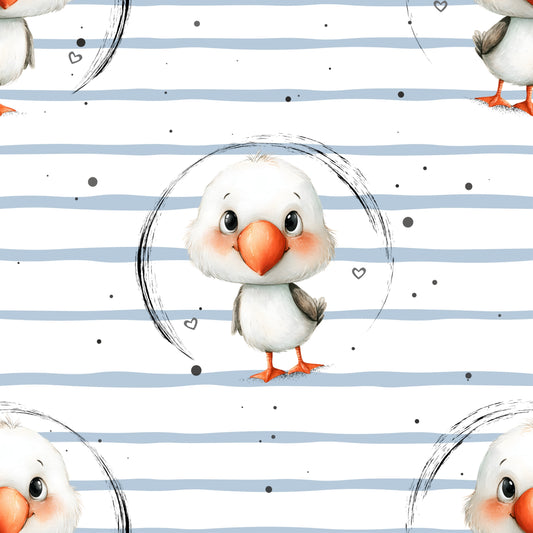 Kinderstoff French Terry Meterware „kleine Möwe" als 0,5m Lagerware