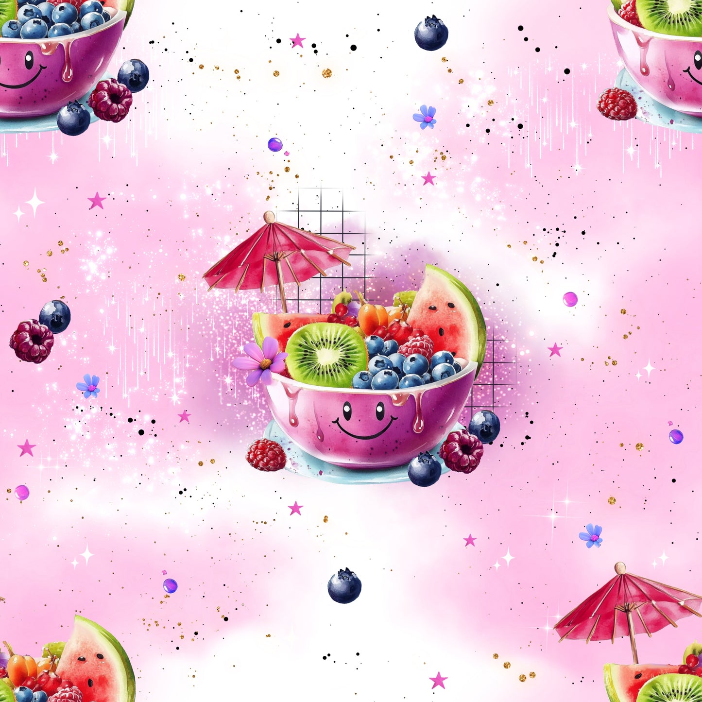 Fruchtzauber Bowl | Früchte Stoff Meterware | Kinderstoff