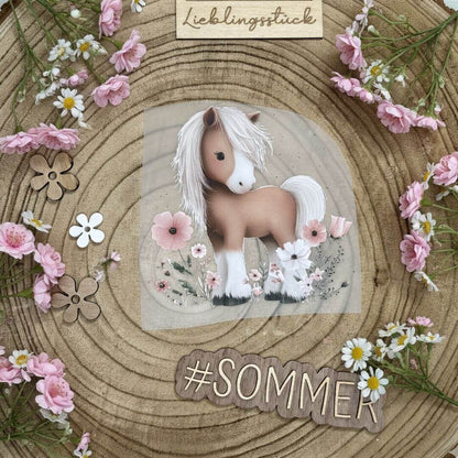 Pony Mädchen Bügelbild „Blüten Pony“ |  DTF Transfer für Kleidung & Accessoires