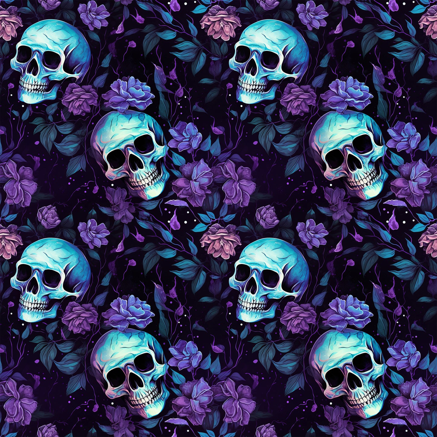 Lycra Stoffe Meterware „Totenkopf-Lila Blumen" UV 50+