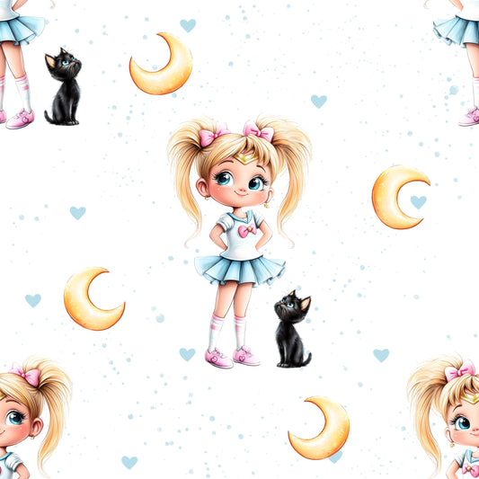 Stoffe Meterware "Moon Girl" - Jersey oder French Terry