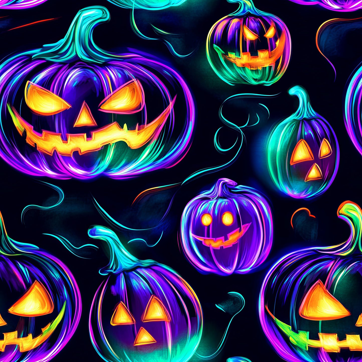 Jersey oder French Terry Neon Halloween "Spooky Kürbis"