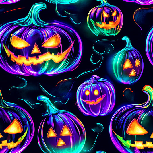 Jersey oder French Terry Neon Halloween "Spooky Kürbis"