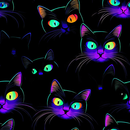 Jersey oder French Terry Neon Halloween "Katzen"