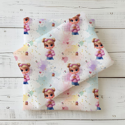 Stoffe Meterware "Cup Cake Girl" - Jersey oder French Terry