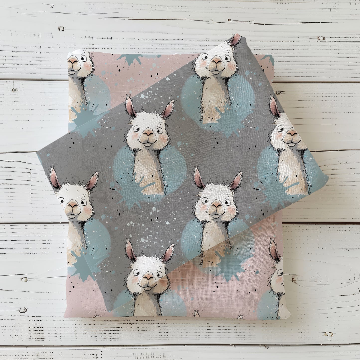 Lama Grau | Lama Stoff Meterware | Kinderstoff