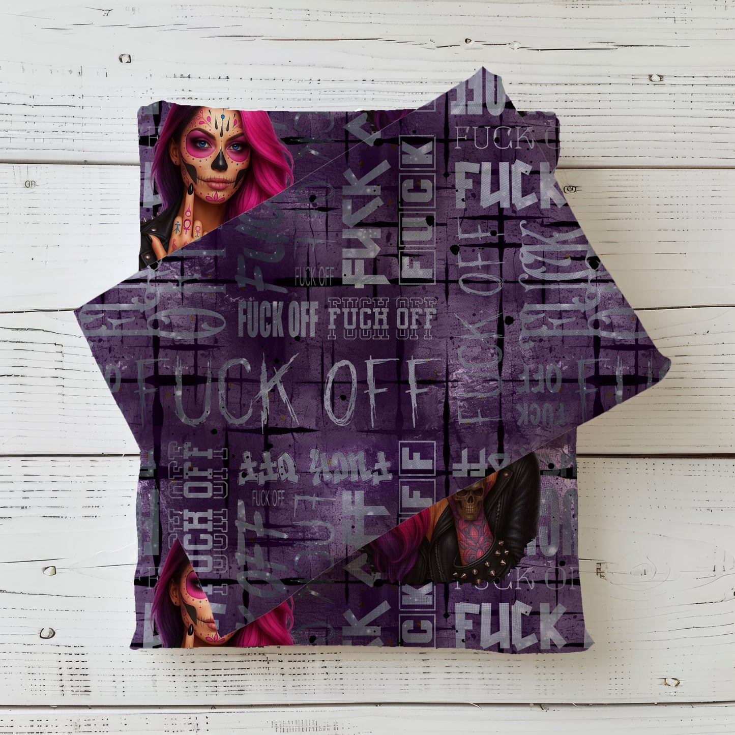 Kombi Stoff Jersey | Rib Jersey | French Terry  „Viva La Rebel" Lila