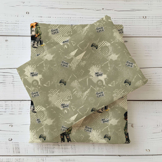 Kinderstoff Kombi Jersey | Rib Jersey | French Terry Meterware im Vintage Gaming Look