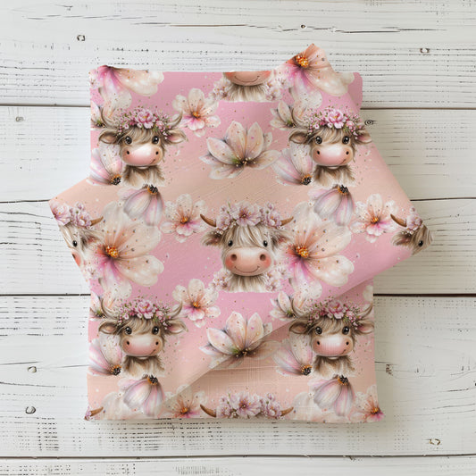 Kinderstoff French Terry Meterware „Highland Kuhliebe" 0,5m Lagerware