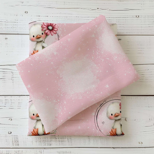 Kombi Stoff „Kleines Glücksküken“ – Jersey, Rib Jersey & French Terry Meterware in Rosa