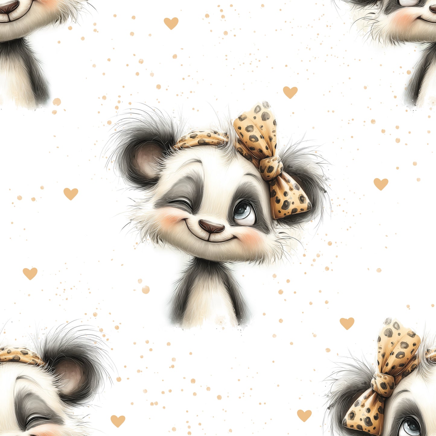 Panda Mädel | Panda Stoff Meterware | Kinderstoff