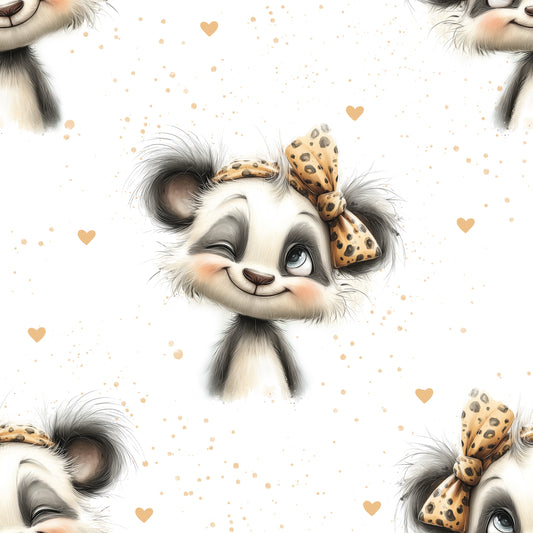 Panda Mädel | Panda Stoff Meterware | Kinderstoff